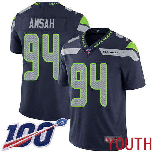 Seattle Seahawks Limited Navy Blue Youth Ezekiel Ansah Home Jersey NFL Football 94 100th Season Vapor Untouchable